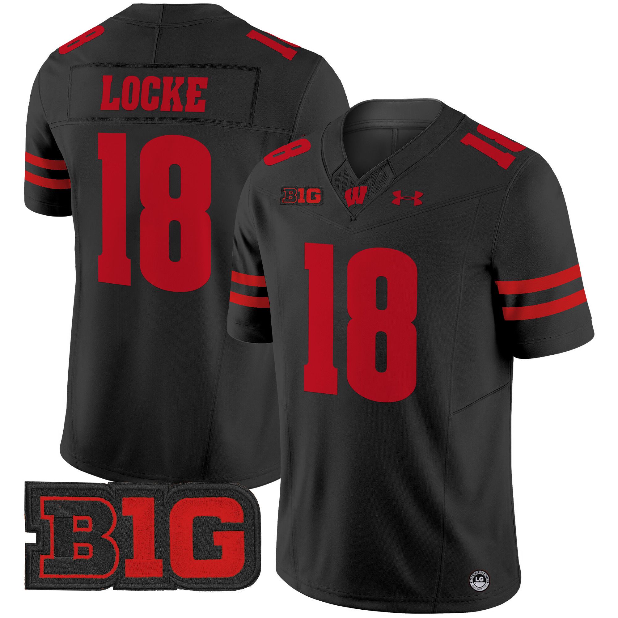 Men Wisconsin Badgers #18 Locke Black 2024 Vapor Limited NCAA Jersey style 1